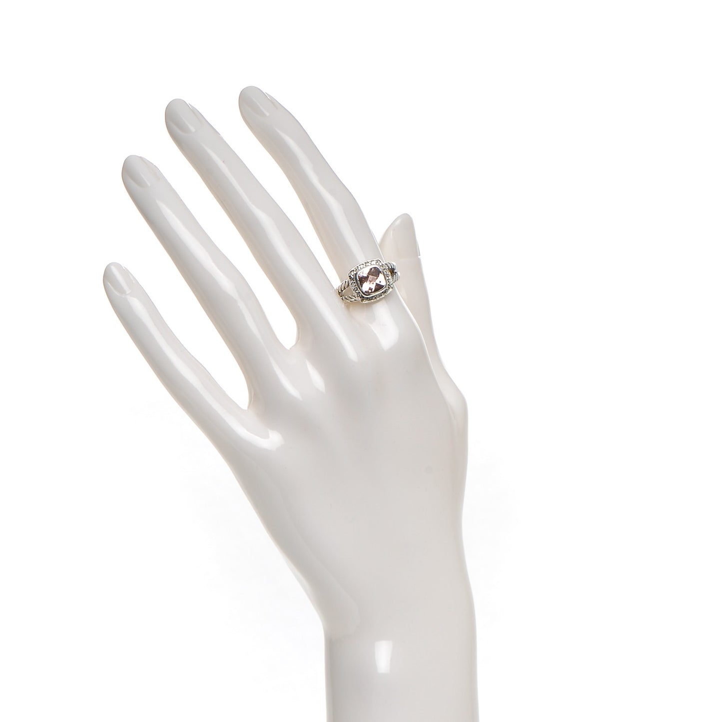 Sterling Silver Diamond Morganite 7mm Petite Albion Ring 50 5.25