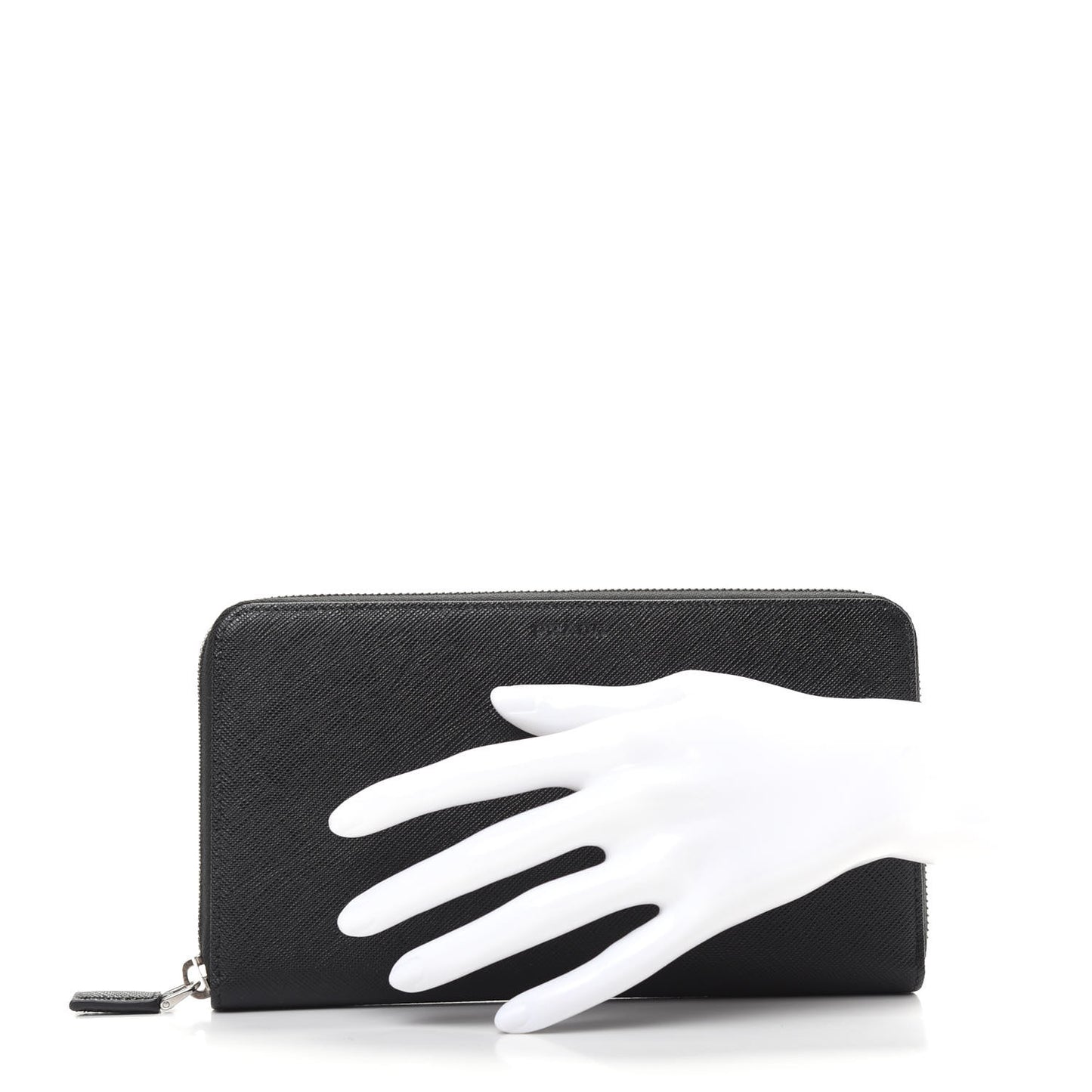 Saffiano Large Zip Around Travel Wallet Black