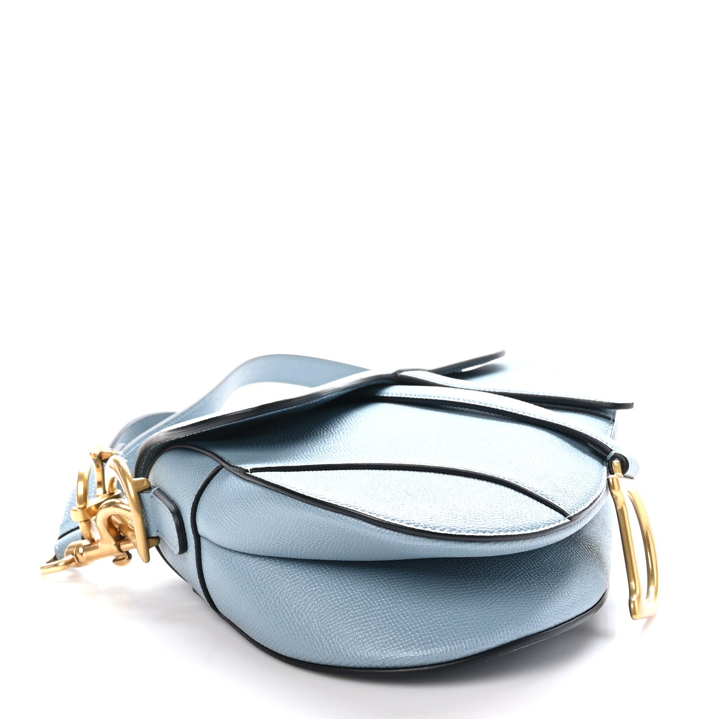 Grained Calfskin Saddle Bag Sky Blue