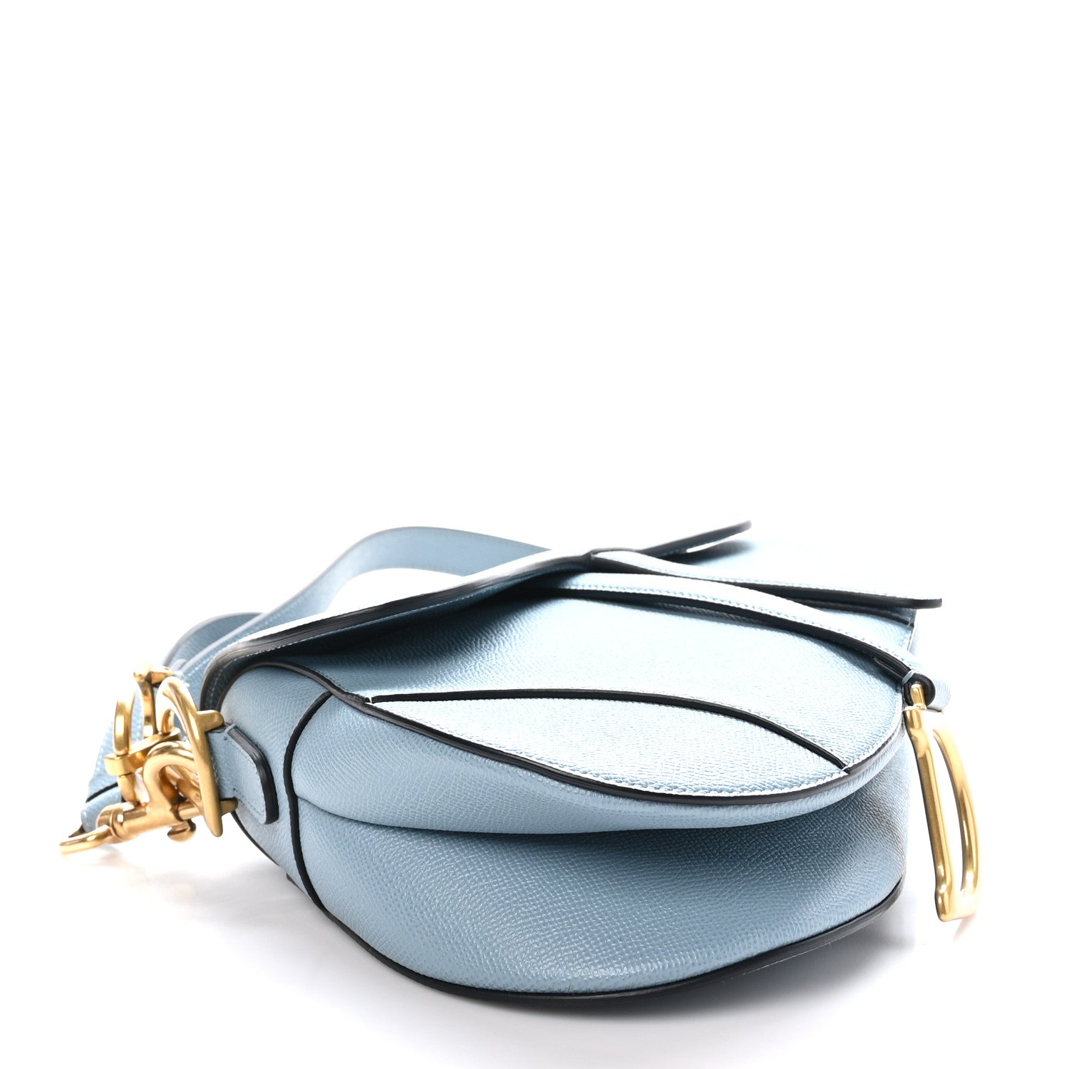 Christian Dior Grained Calfskin Saddle Bag Sky Blue 4 of 10