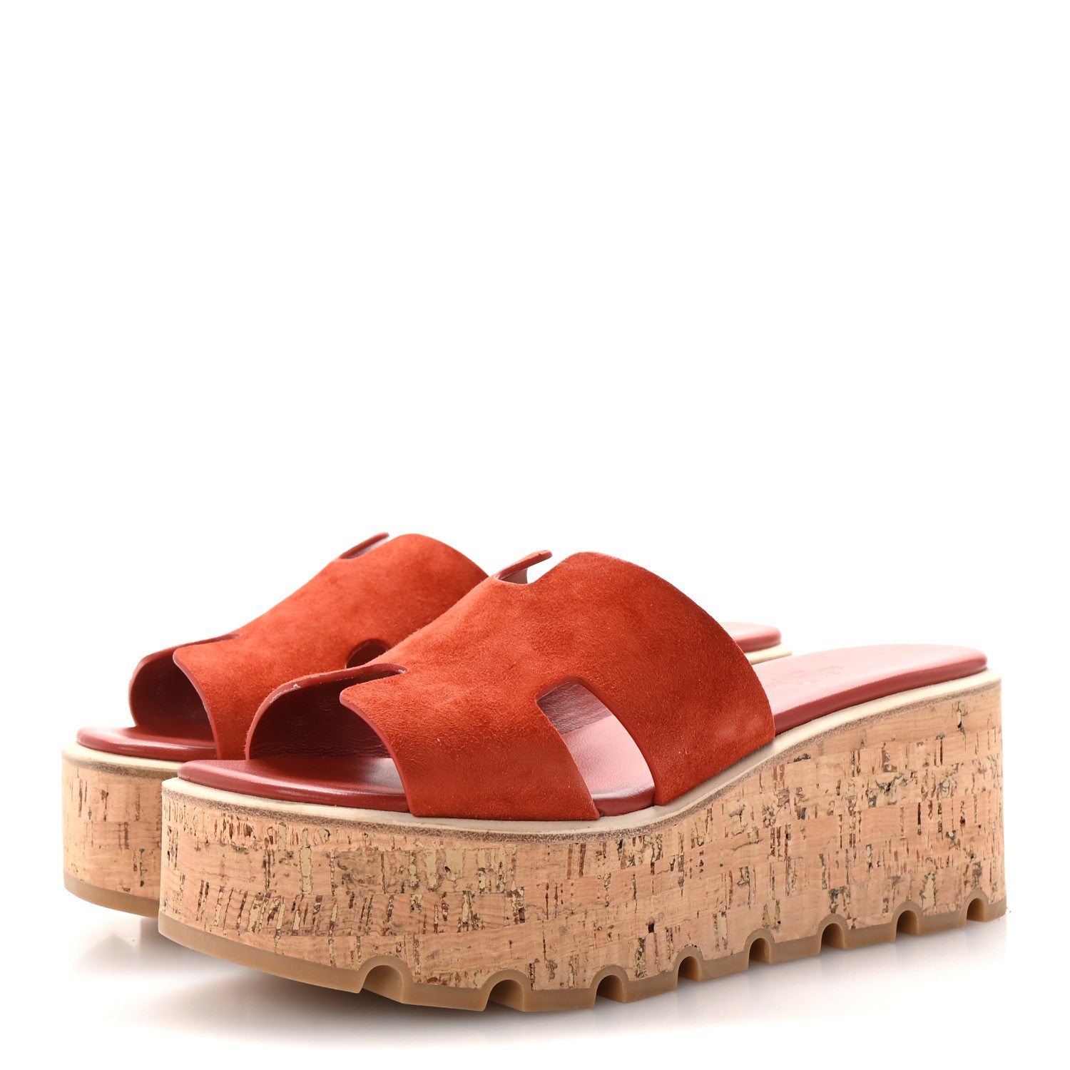 Hermes Suede Goatskin Cork Eze 30 Sandals 37 Orange Brulee 4 of 10