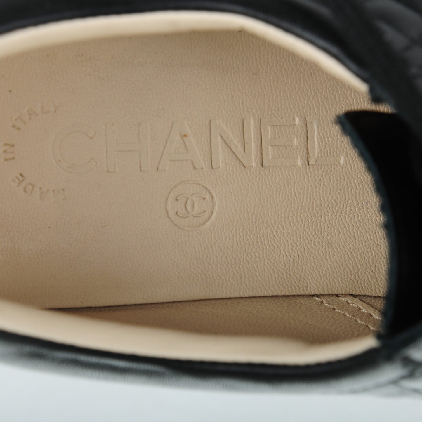 Lambskin Quilted CC Lace Up Oxfords 37.5 Black