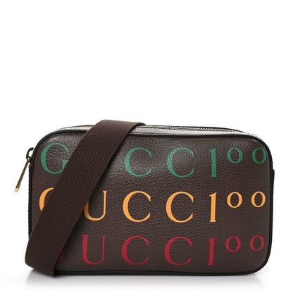 Gucci Textured Dollar Calfskin Gucci 100 Aria Belt Bag 90 36 New Acero Multicolor 1 of 10