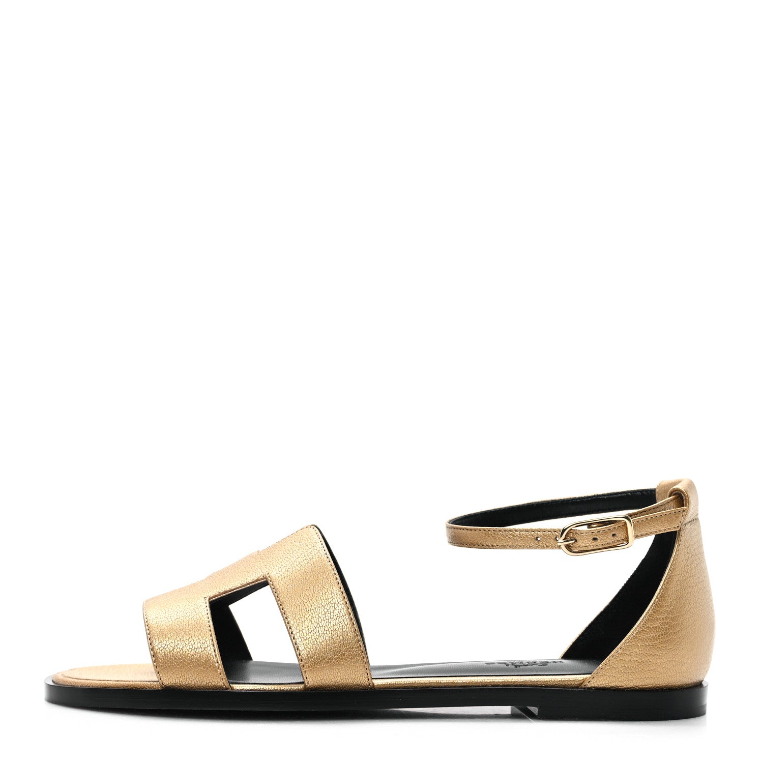 Hermes Metallic Chevre Chamkilight Santorini Sandals 37 Dore 1 of 10