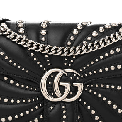 Gucci Calfskin Spiral Stud Small GG Marmont Shoulder Bag Black 8 of 12