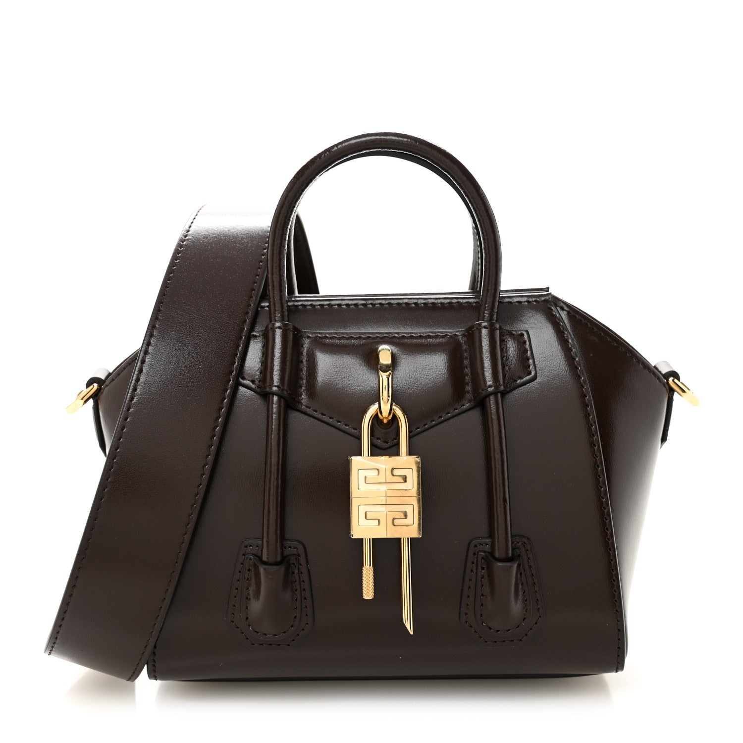 Givenchy Box Calfskin Toy Lock Antigona Shoulder Bag Ebony Brown 1 of 9
