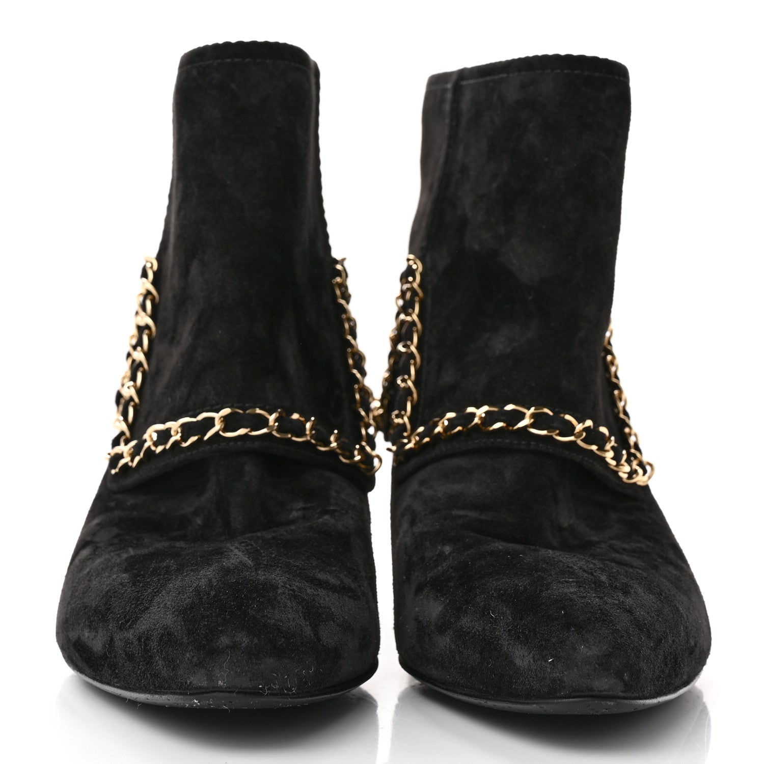 Chanel Suede Calfskin Chain CC Short Boots 36.5 Black 2 of 10
