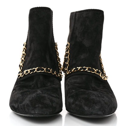Chanel Suede Calfskin Chain CC Short Boots 36.5 Black 2 of 10