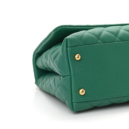Chanel Caviar Quilted Small Coco Handle Flap Green 9 of 10