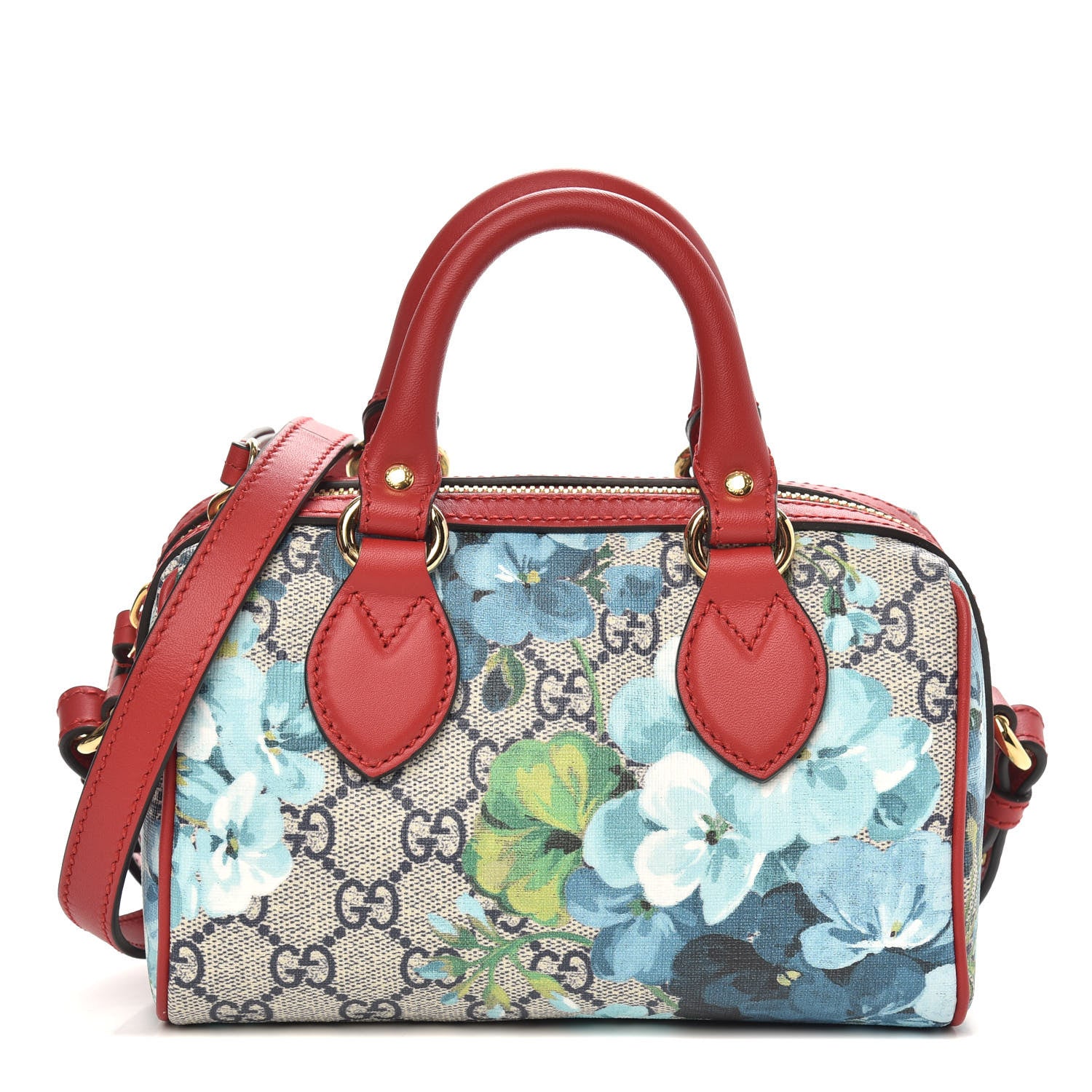 Gucci GG Supreme Monogram Blooms Mini Boston Navy Blue Hibiscus 1 of 9