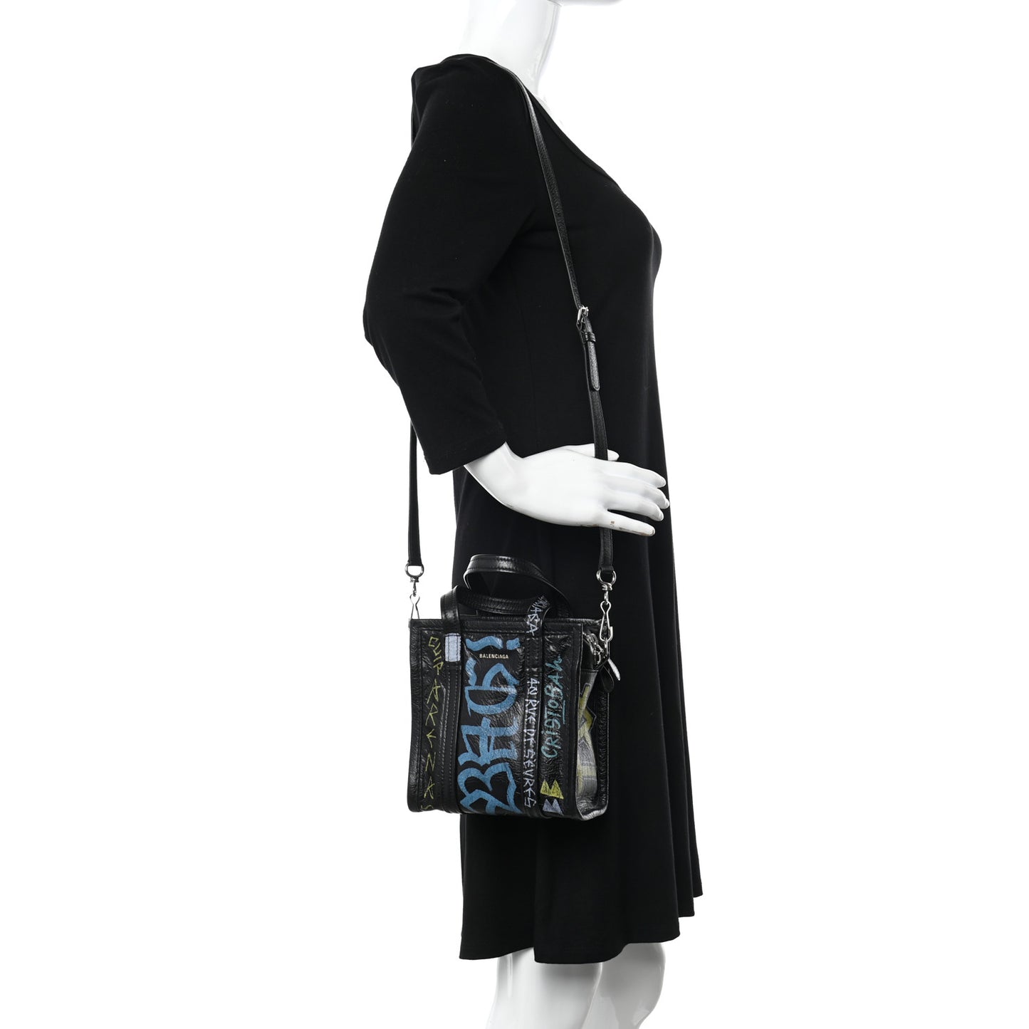 Agneau Arena Graffiti All Over XXS Bazar Shopper Tote Black Multicolor