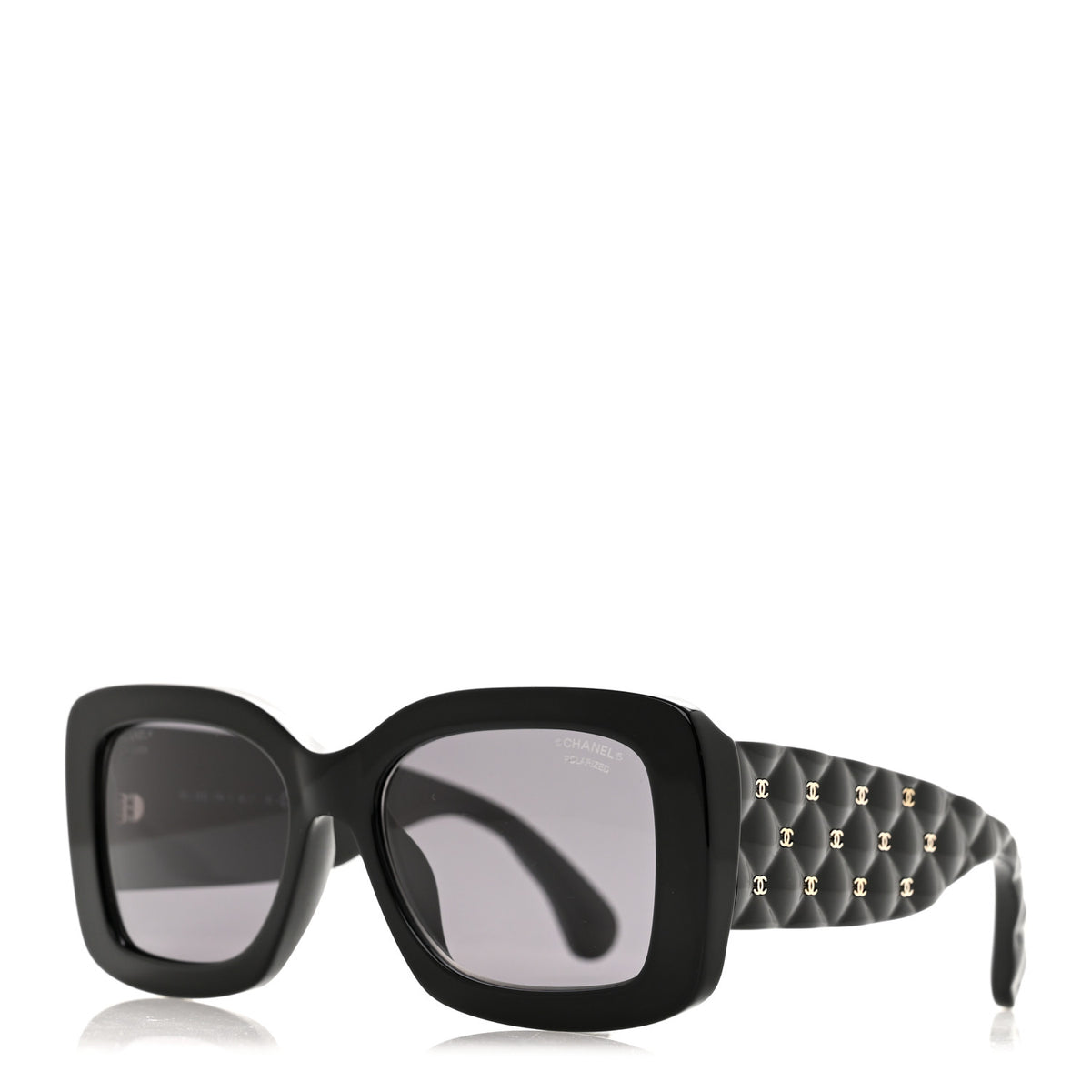Chanel Acetate Quilted CC Rectangle Sunglasses 5483-A Black 1 of 8