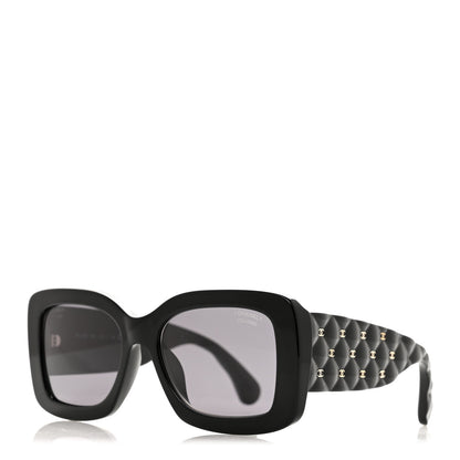 Chanel Acetate Quilted CC Rectangle Sunglasses 5483-A Black 1 of 8