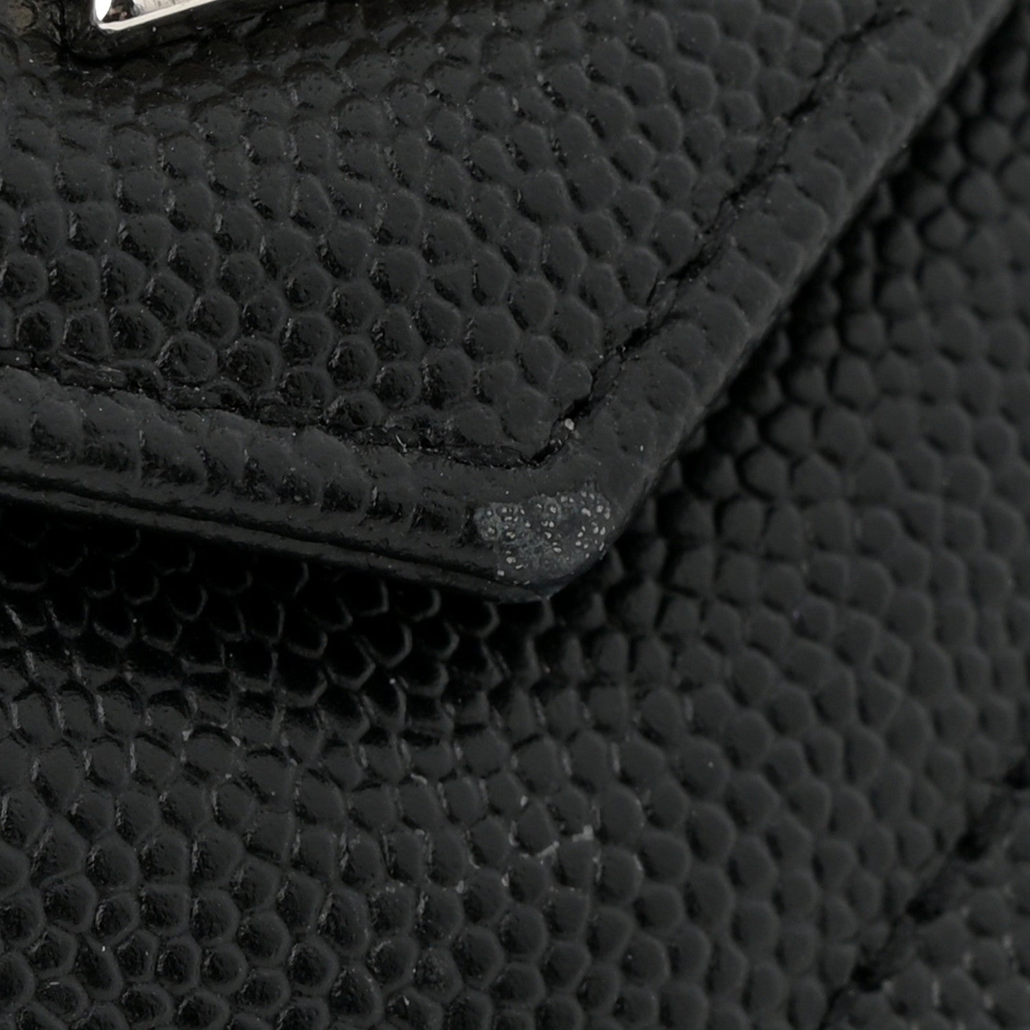 Saint Laurent Grain De Poudre Matelasse Chevron Monogram Chain Wallet Black 12 of 13