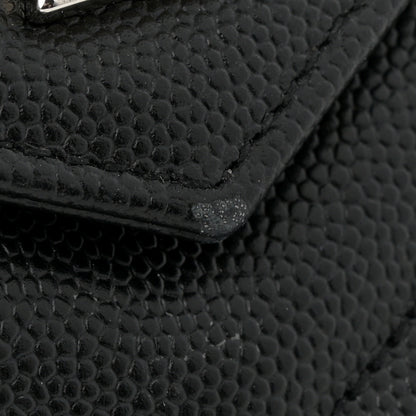 Saint Laurent Grain De Poudre Matelasse Chevron Monogram Chain Wallet Black 12 of 13