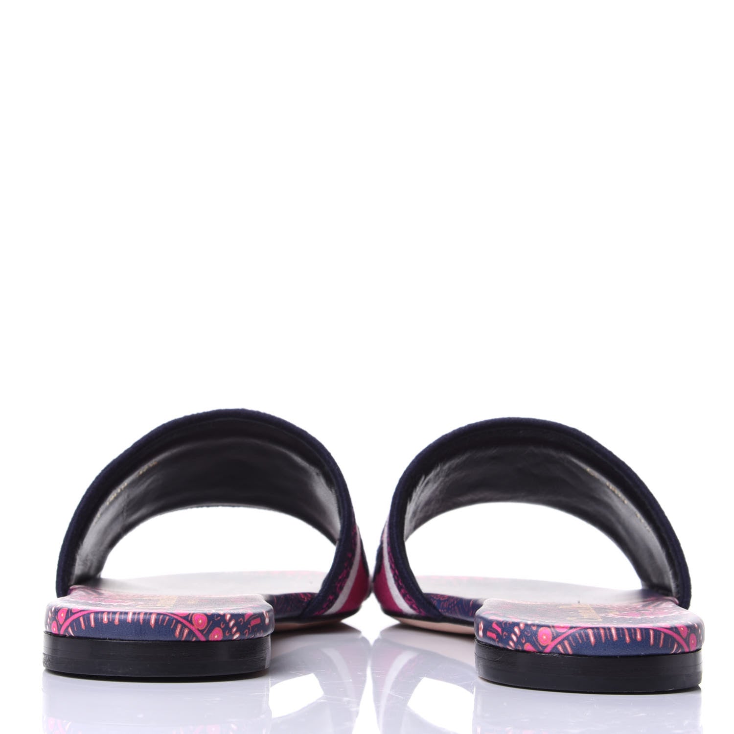 Christian Dior Canvas Embroidered Animals Dway Mules Slide Sandals 37.5 Deep Blue Fuchsia 6 of 11