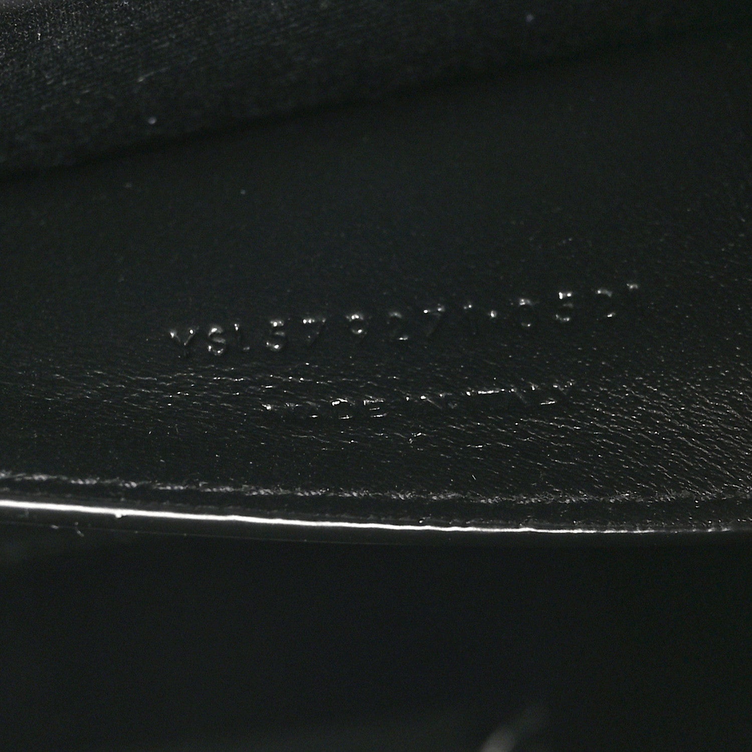 Saint Laurent Shiny Calfskin Crocodile Embossed Manhattan Baguette Black 7 of 10