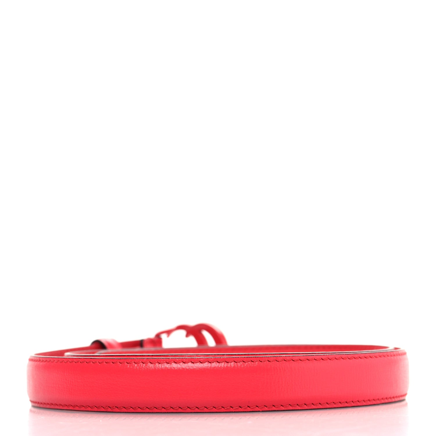 Gucci Azalea Calfskin Enamel Monochrome Double G 20mm Belt 80 32 Runway Coral 2 of 5