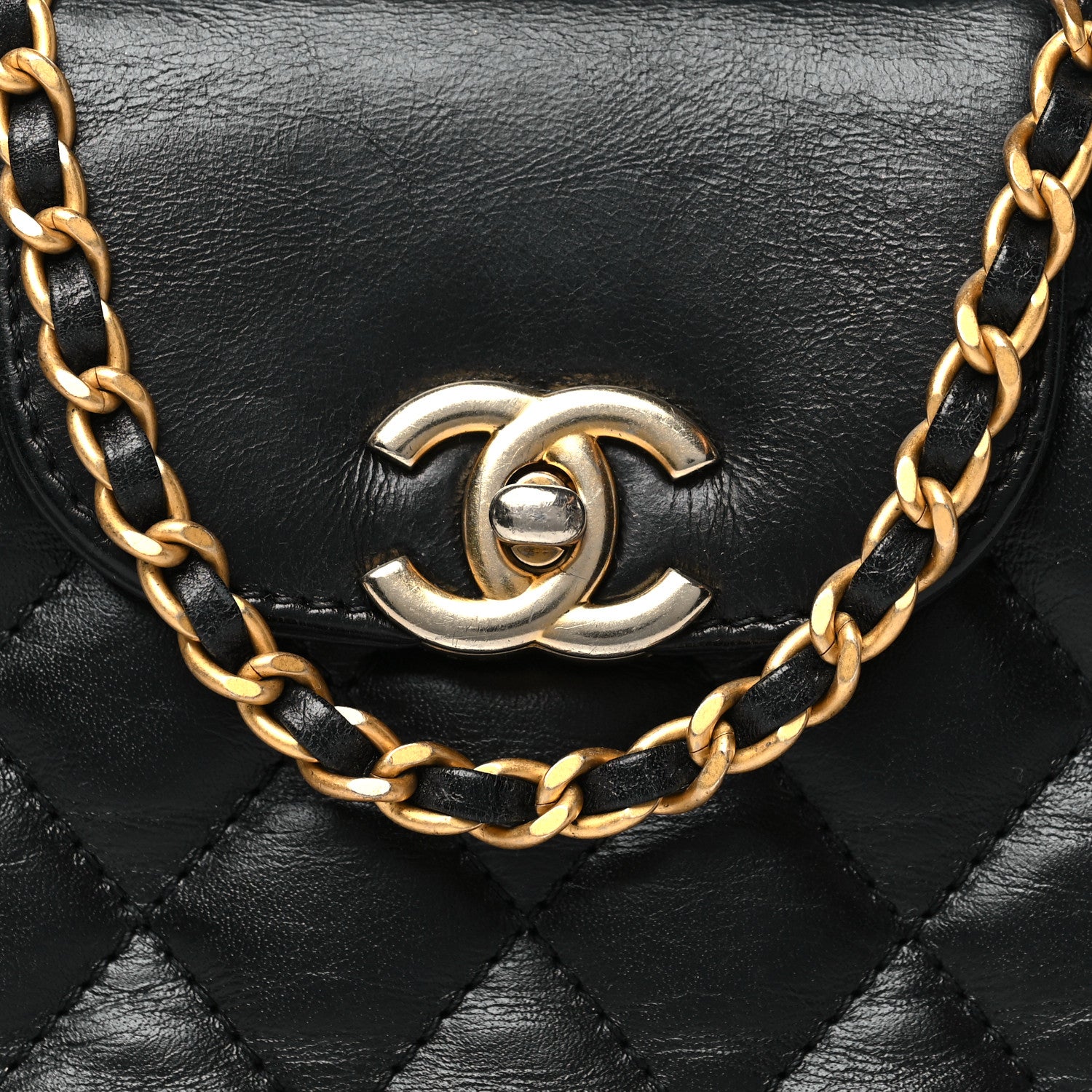 Chanel Shiny Aged Calfskin Quilted Nano Kelly Shopper Black 8 of 10