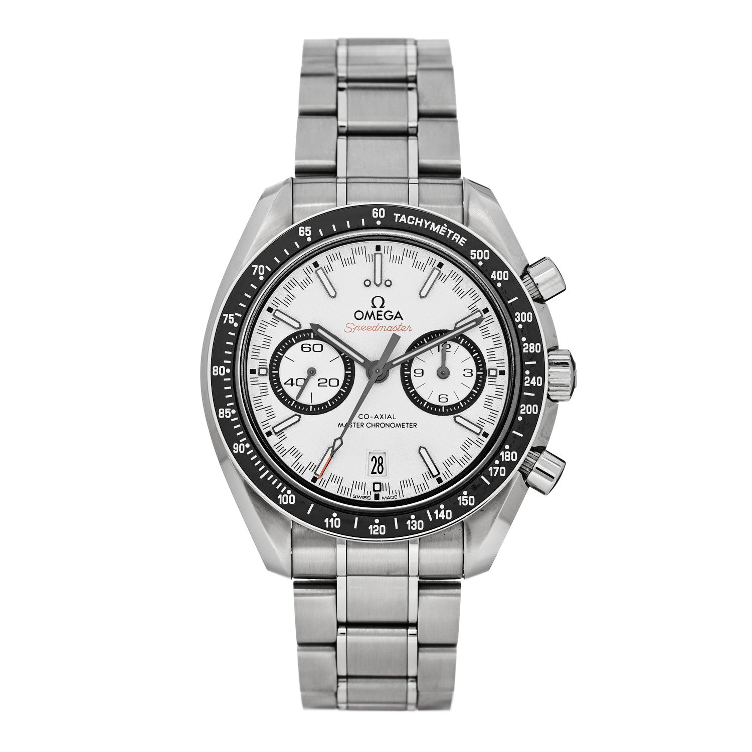 Omega Stainless Steel 44mm Speedmaster Racing Co-Axial Master Chronometer Chronograph Automatic Watch White 329.30.44.51.04.001 1 of 5