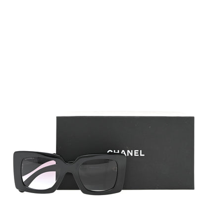 Chanel Acetate Pearl Rectangle Sunglasses 5480-H Black 8 of 8