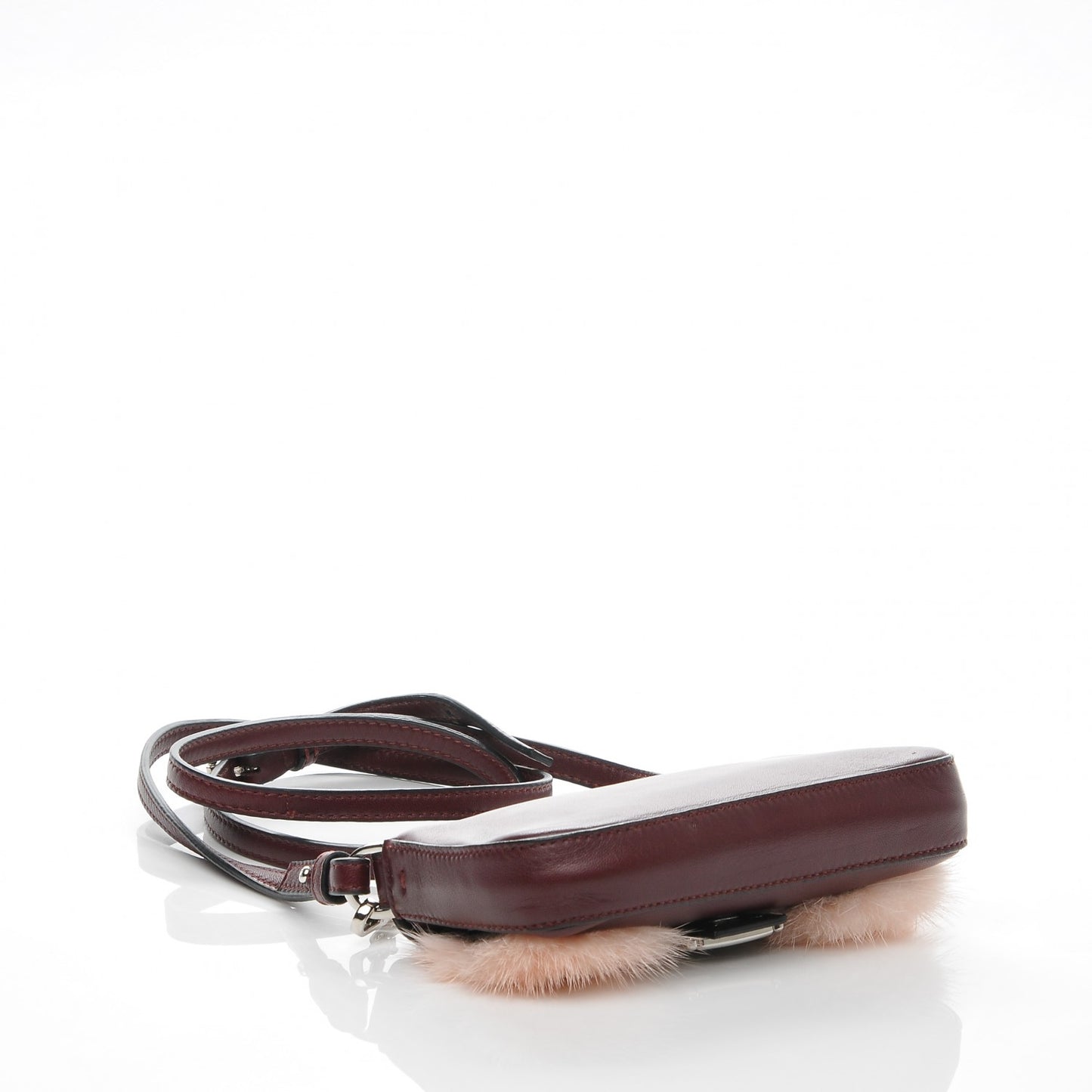 Shiny Nappa Mink Fox Fur Crystal Micro Buggie Baguette Bordeaux Rust Multicolor