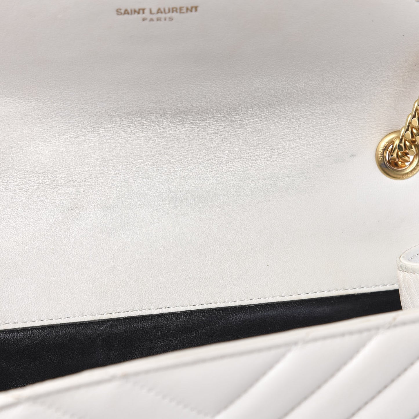 Lambskin Matelasse Chevron Small Monogram Satchel Off White