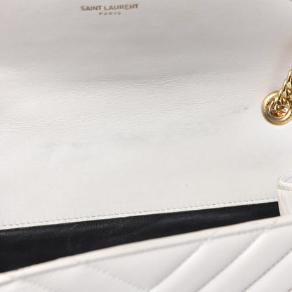 Saint Laurent Lambskin Matelasse Chevron Small Monogram Satchel Off White 21 of 21