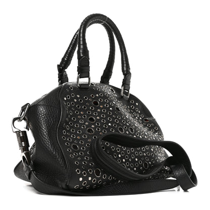 Christian Louboutin Calfskin Eyelet Small Panettone Bowling Bag Black 3 of 8
