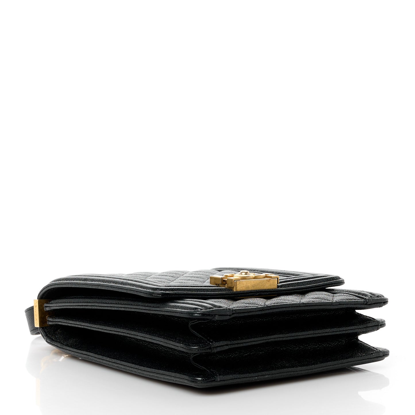 Caviar Quilted North South Boy Flap Black