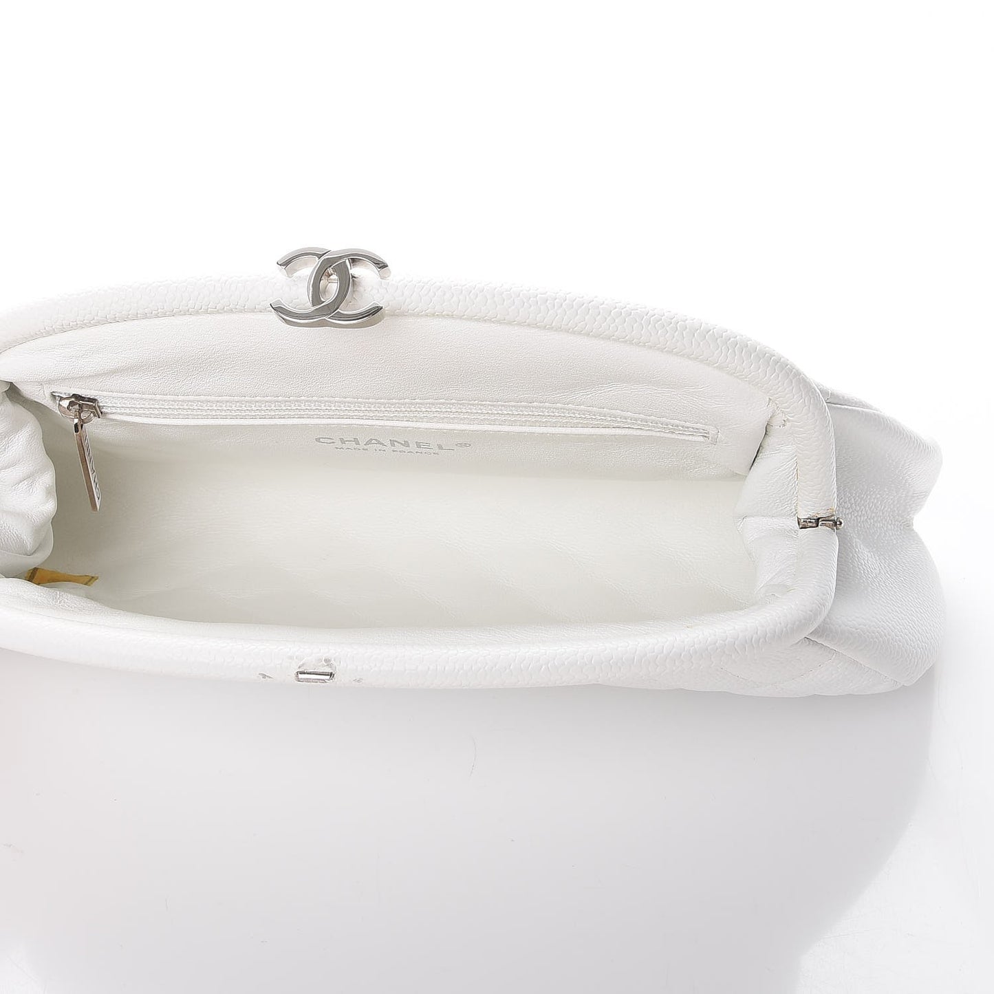 Caviar Quilted Timeless Clutch White