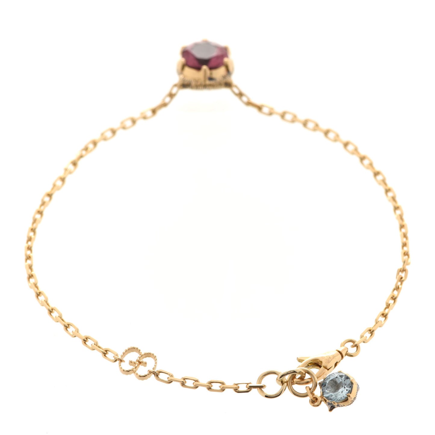 18K Yellow Gold Diamond Pink Tourmaline Aquamarine Le Marche des Merveilles Feline Bracelet
