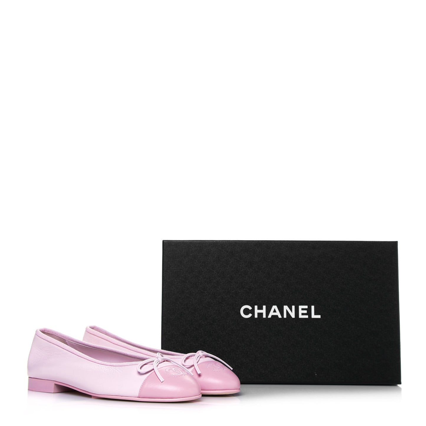 Lambskin CC Cap Toe Ballerina Flats 37 Pink Light Pink