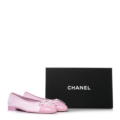 Chanel Lambskin CC Cap Toe Ballerina Flats 37 Pink Light Pink 8 of 8