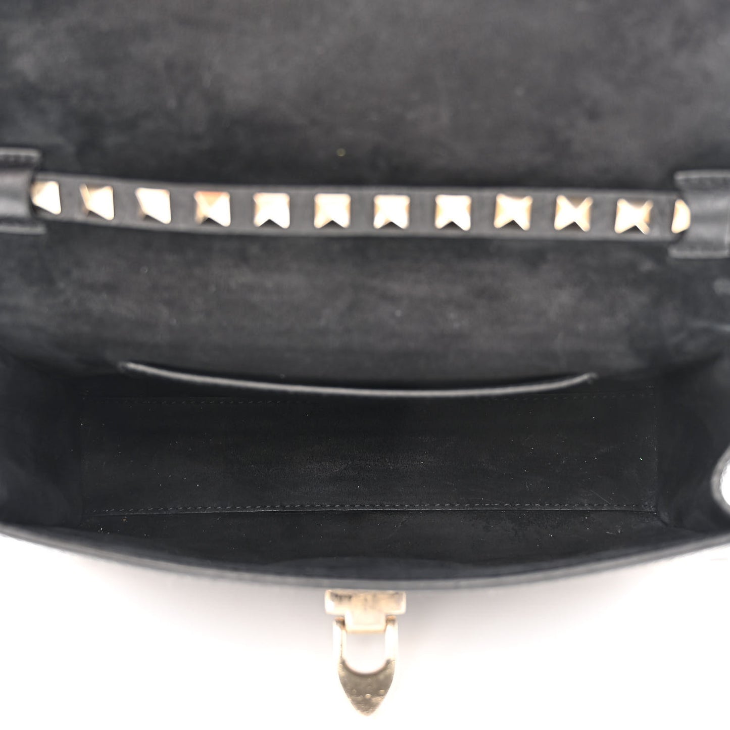 Pebbled Calfskin Medium Rockstud Flip Lock Crossbody Bag Black