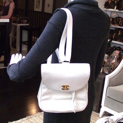 Chanel Caviar CC Backpack White 2 of 12