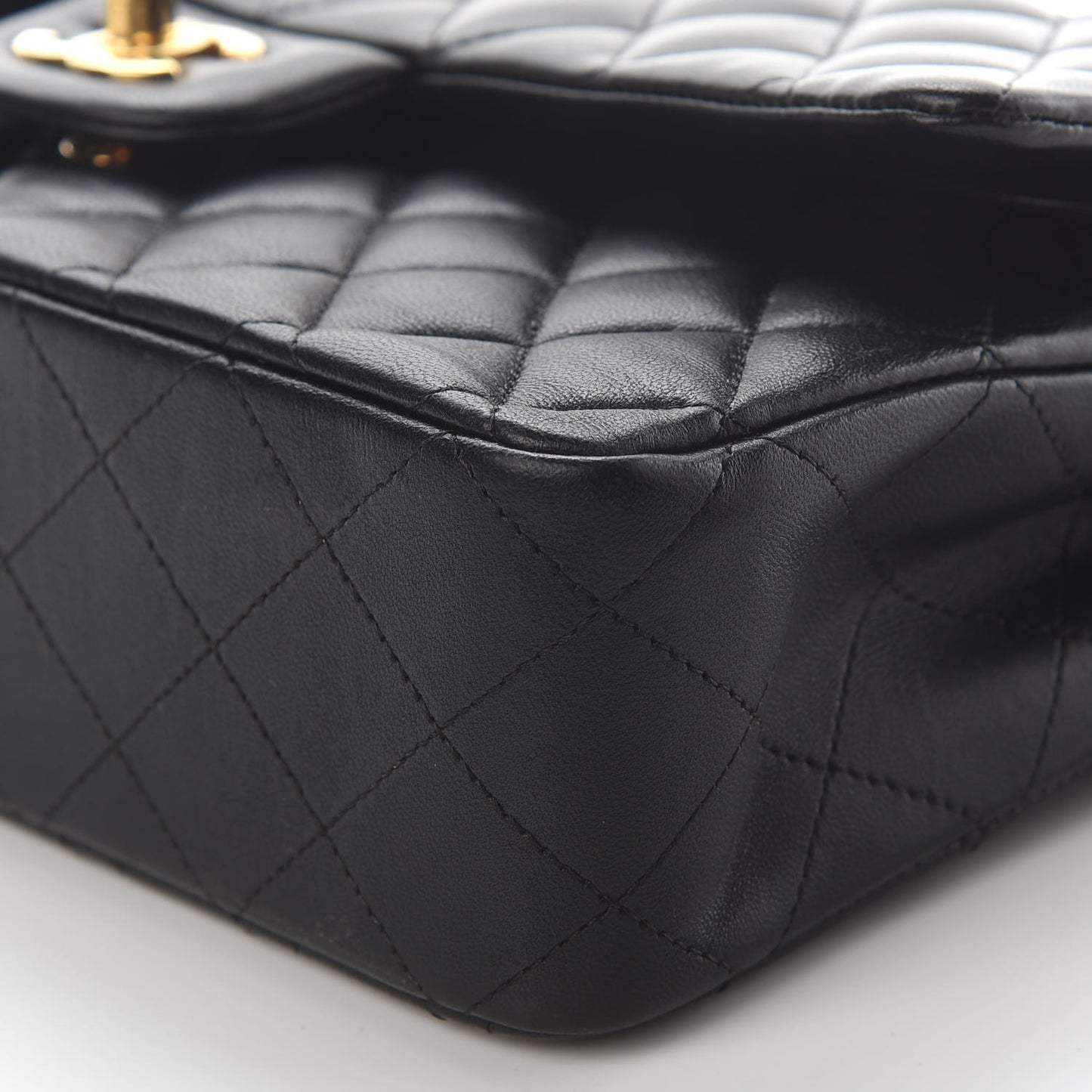 Lambskin Quilted Medium Double Flap Black