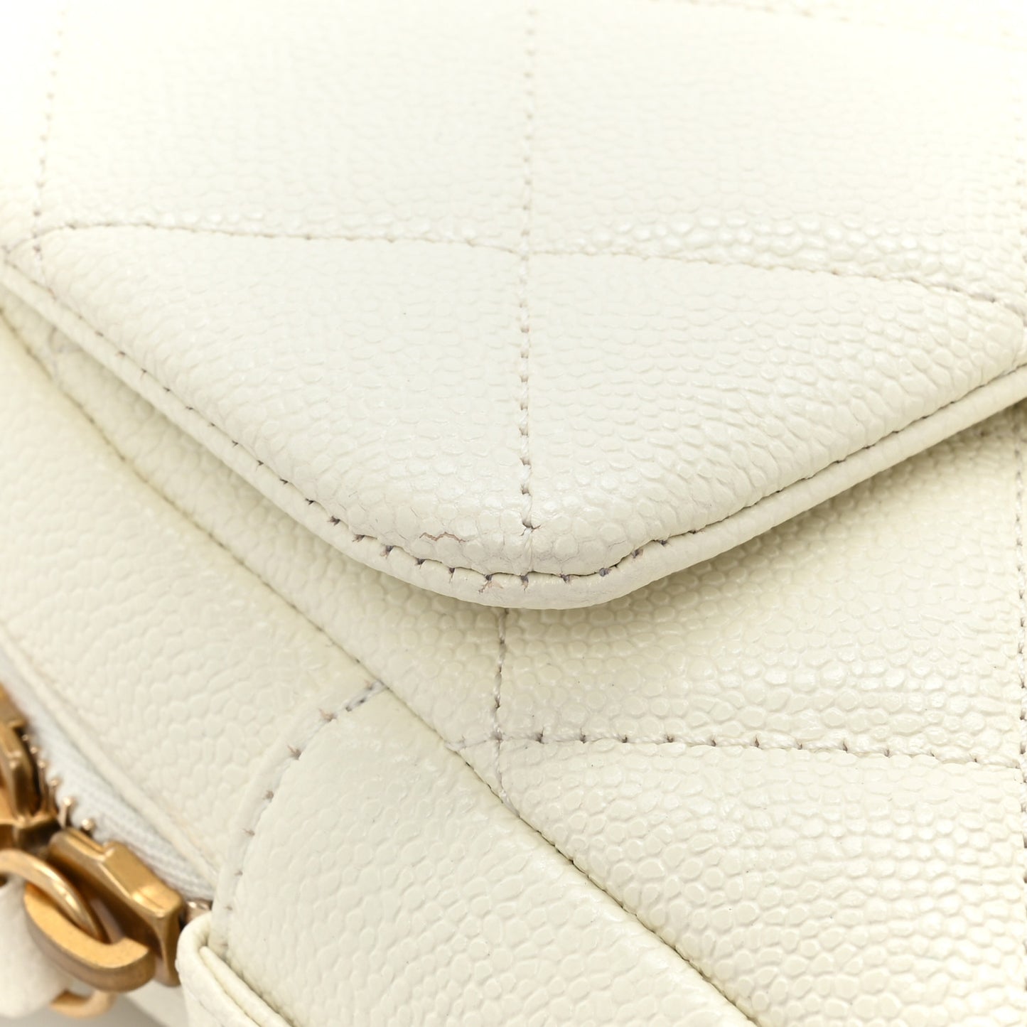 Shiny Caviar Quilted Chain Melody Backpack White