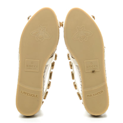 Gucci Canvas Crystal Embellished Espadrilles 37 Great White 5 of 8