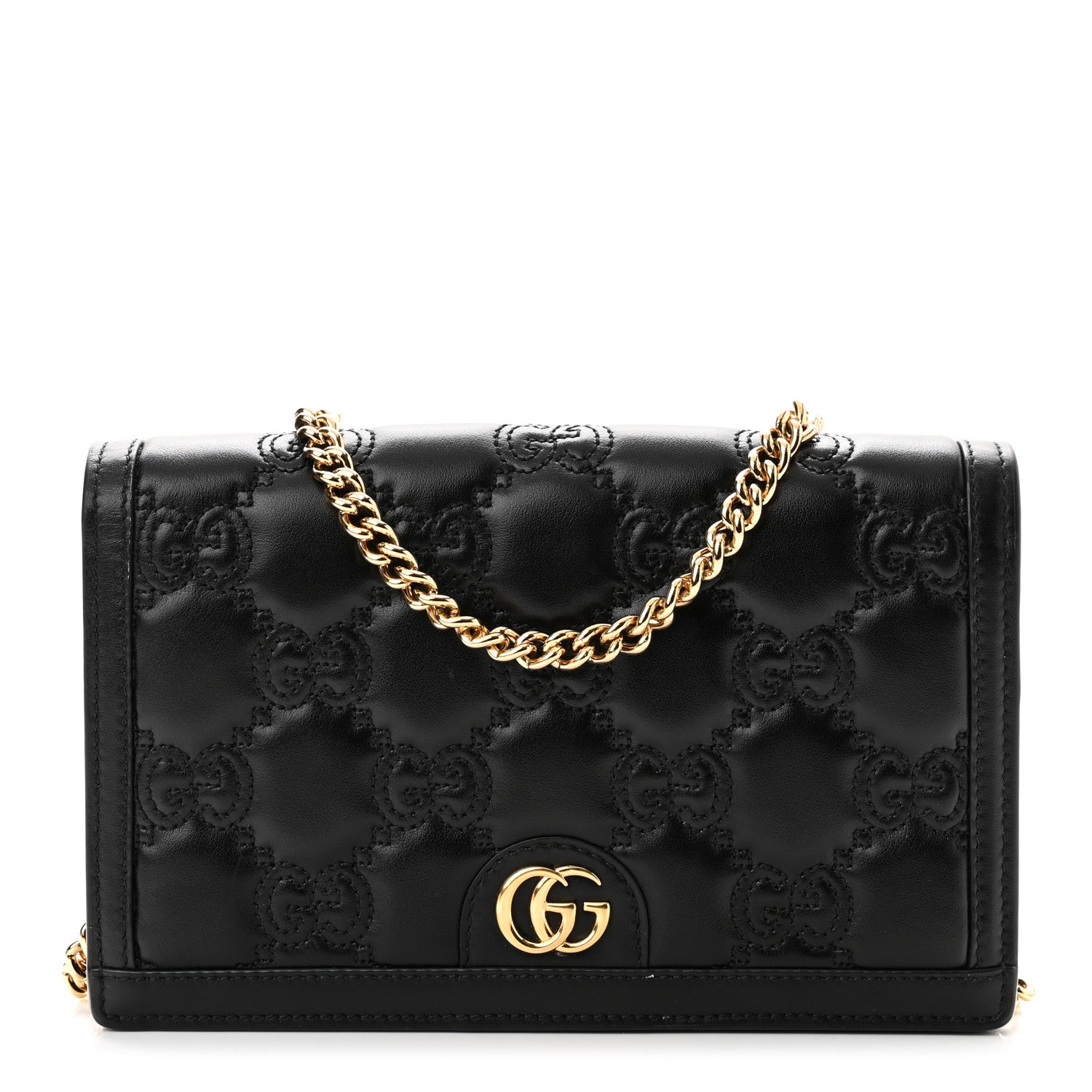 Gucci Calfskin GG Matelasse Chain Wallet Black 1 of 7