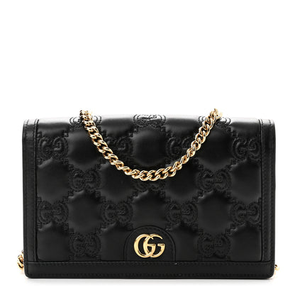 Gucci Calfskin GG Matelasse Chain Wallet Black 1 of 7
