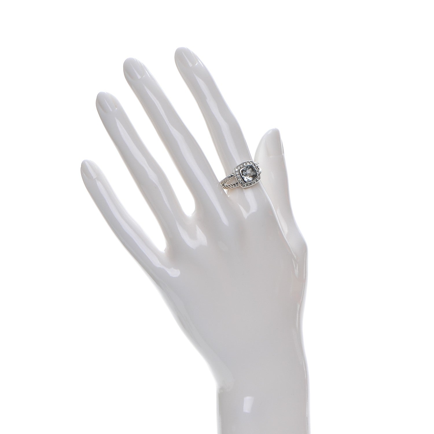 David Yurman Sterling Silver Diamond White Topaz 7mm Petite Albion Ring 52 6 2 of 5