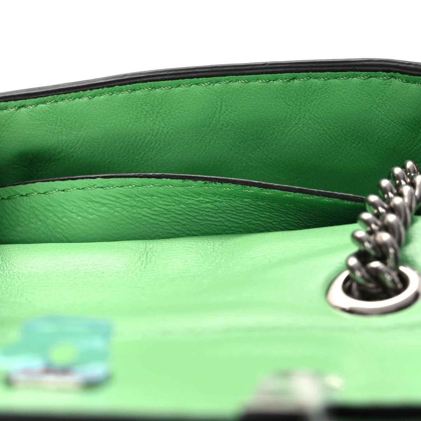 Nappa Matisse FF Embossed Nano Maxi Buckle Baguette Charm Edamame