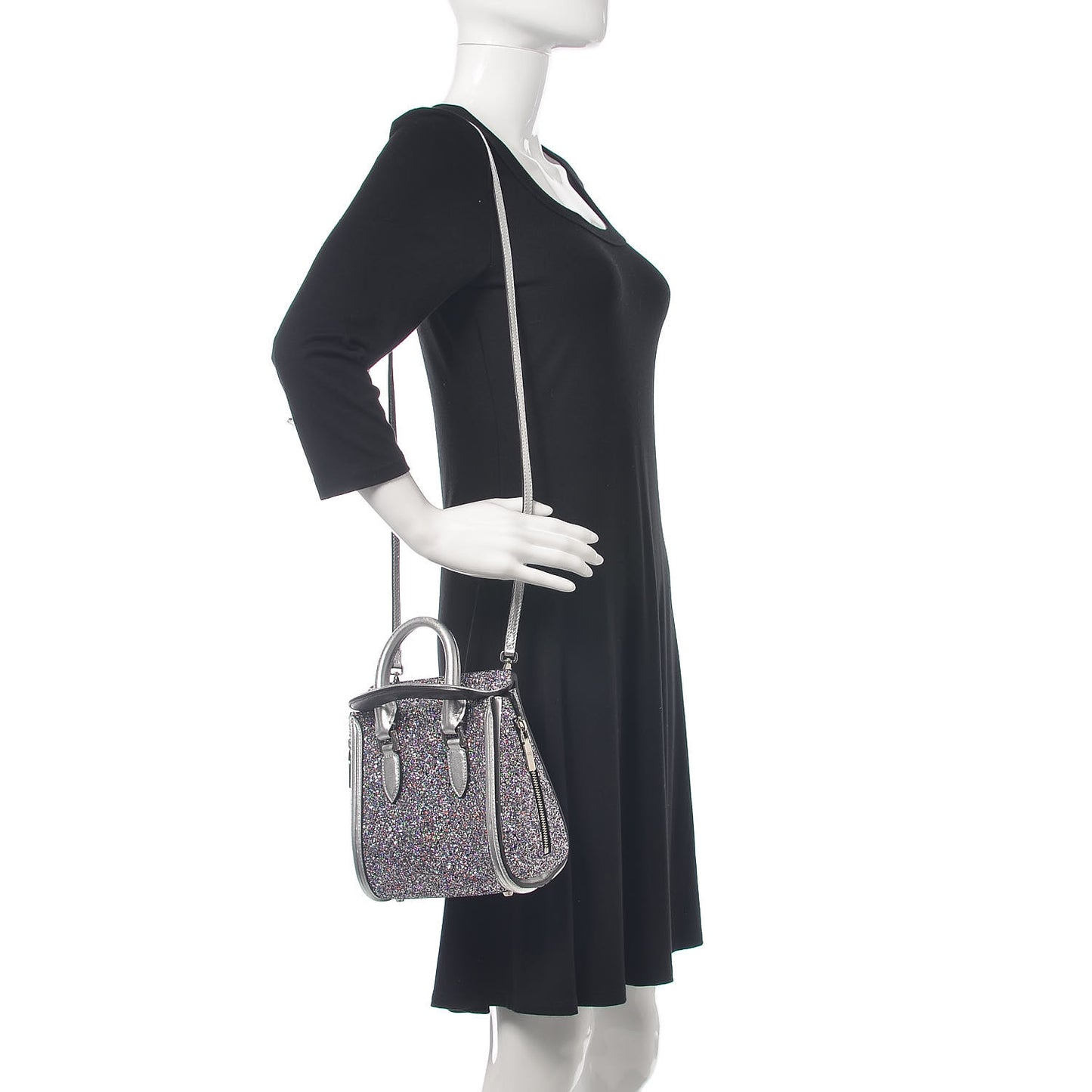 Metallic Calfskin Glitter Mini Heroine Grey Multicolor