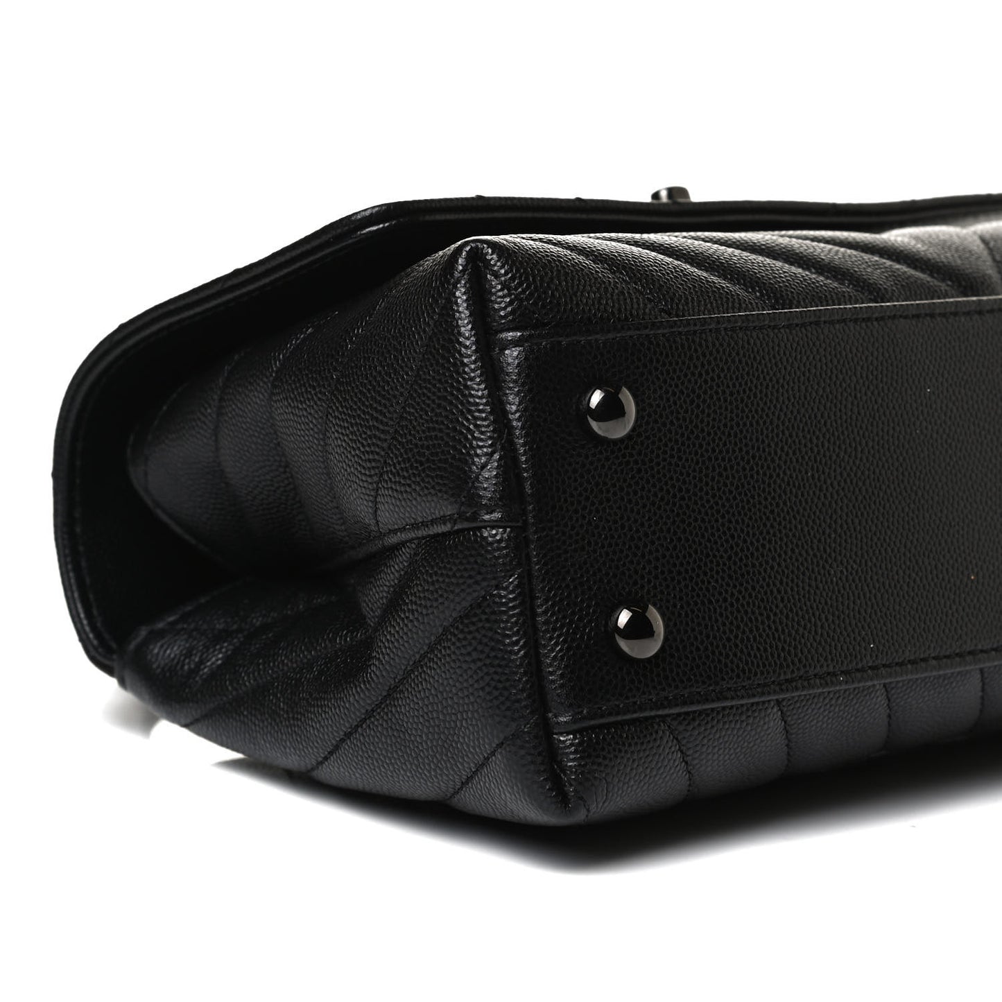 Caviar Chevron Quilted Mini Coco Handle Flap So Black