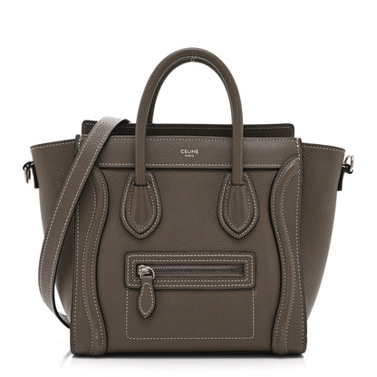Celine Drummed Calfskin Nano Luggage Souris Souris 1 of 11