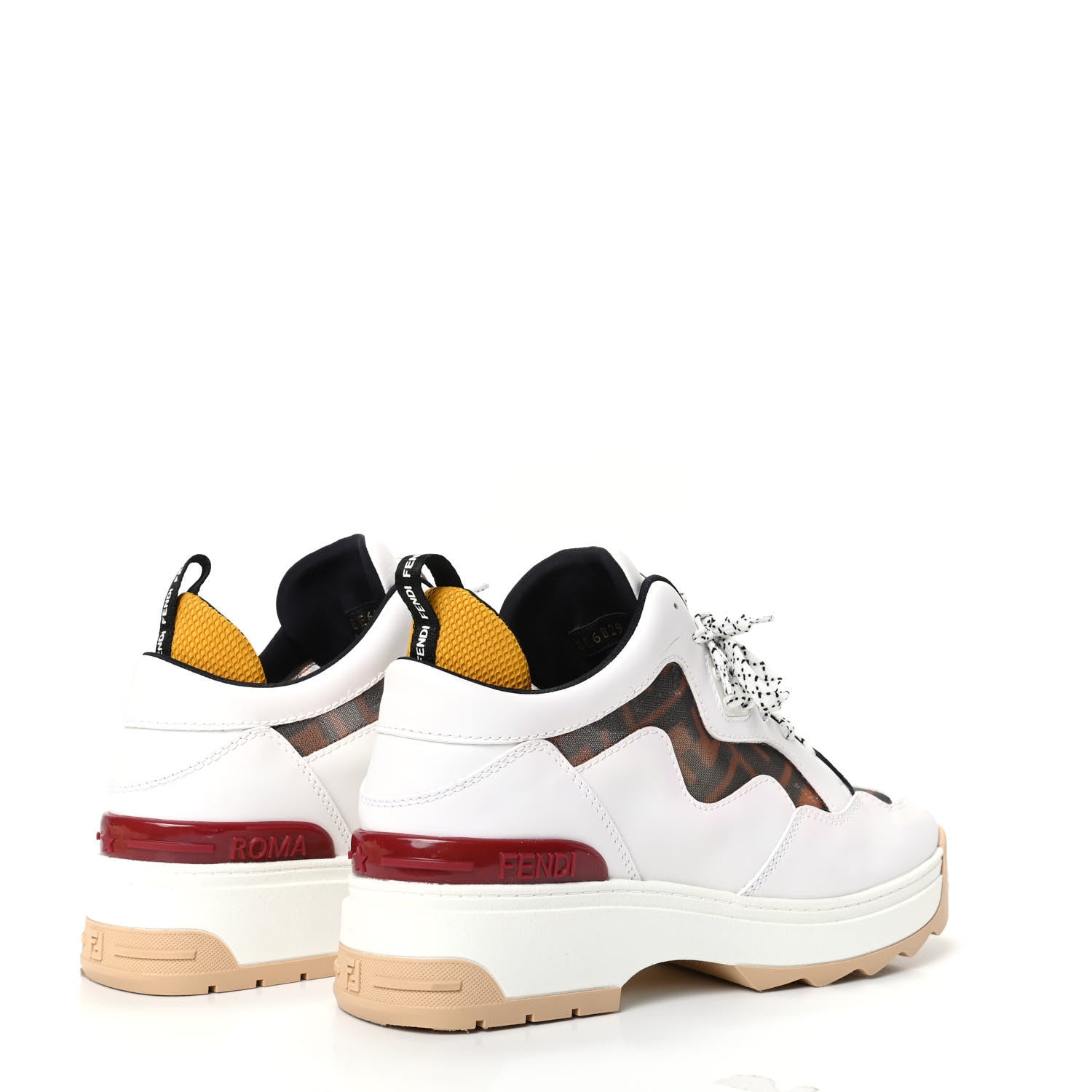 Fendi Vitello Mesh FF T-Rex Sneakers 40.5 Ultra White Tobacco Moro Zucca 4 of 8