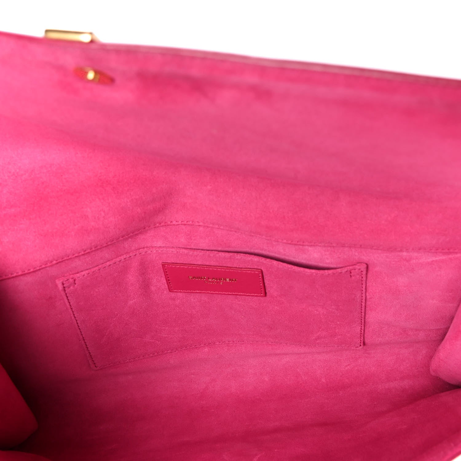 Saint Laurent Calfskin Classic Y Ligne Clutch Fuchsia 4 of 4