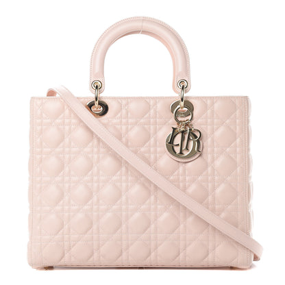 Christian Dior Lambskin Cannage Large Lady Dior Rose Poudre 1 of 14