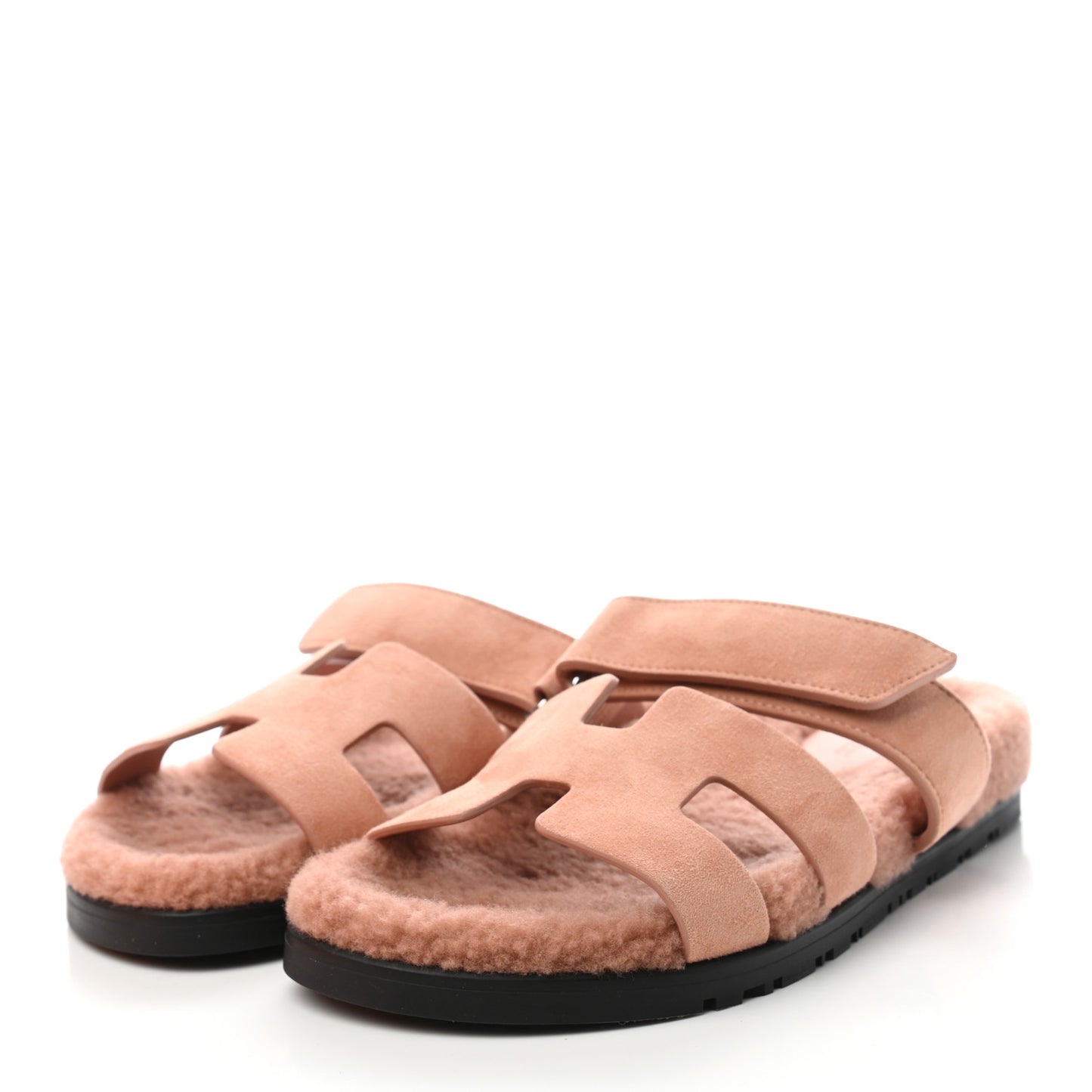 Suede Goatskin Woolskin Womens Chypre Sandals 38.5 Rose Aube